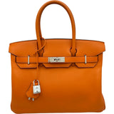 エルメス HERMES バーキン30 □J刻印 オレンジ シルバー金具 スイフト レディース ハンドバッグ
