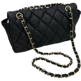 シャネル CHANEL マトラッセSフラップチェーンショルダー 10番台 ブラック ゴールド金具 ラムスキン レディース ショルダーバッグ