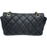 シャネル CHANEL マトラッセSフラップチェーンショルダー 10番台 ブラック ゴールド金具 ラムスキン レディース ショルダーバッグ