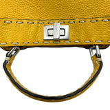 フェンディ FENDI セレリアピーカブーミニ 8BN244 イエロー シルバー金具 レザー レディース ハンドバッグ