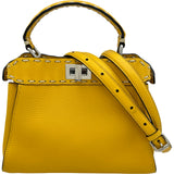 フェンディ FENDI セレリアピーカブーミニ 8BN244 イエロー シルバー金具 レザー レディース ハンドバッグ