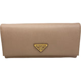 プラダ PRADA トライアングルロゴ二つ折り長財布 1MH132 ベージュ ゴールド金具 サフィアーノ レディース 長財布
