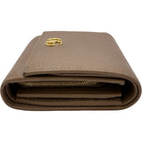 グッチ GUCCI ダブルGミディアムウォレット 598587 ベージュ ゴールド金具 レザー レディース 二つ折り財布