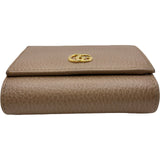 グッチ GUCCI ダブルGミディアムウォレット 598587 ベージュ ゴールド金具 レザー レディース 二つ折り財布