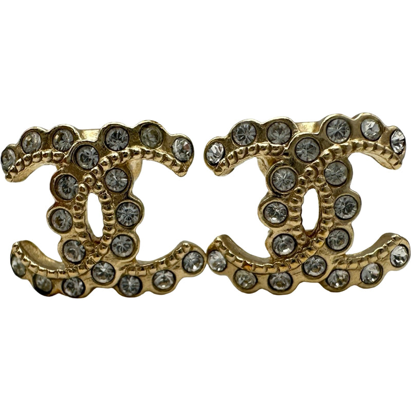 シャネル CC リボン ラインストーン ヴィンテージ ピアス メタル シルバー シャネル CHANEL ココマークピアス シルバー メタル/ラインストーン