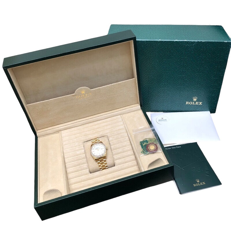 ロレックス ROLEX デイデイト ホワイトシェル 118398BR ゴールド K18イエローゴールド K18YG メンズ 腕時計