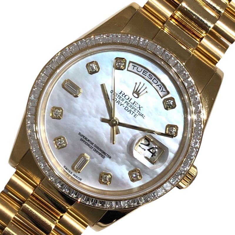 ロレックス ROLEX デイデイト ホワイトシェル 118398BR ゴールド K18イエローゴールド K18YG メンズ 腕時計