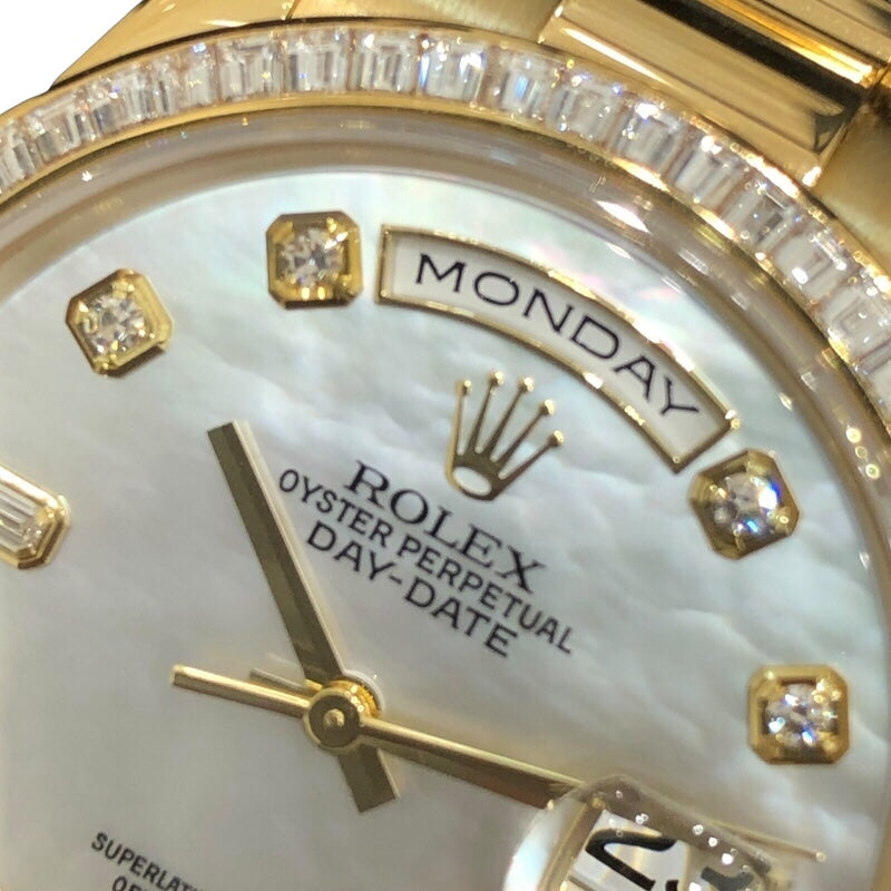 ロレックス ROLEX デイデイト ホワイトシェル 118398BR ゴールド K18イエローゴールド K18YG メンズ 腕時計