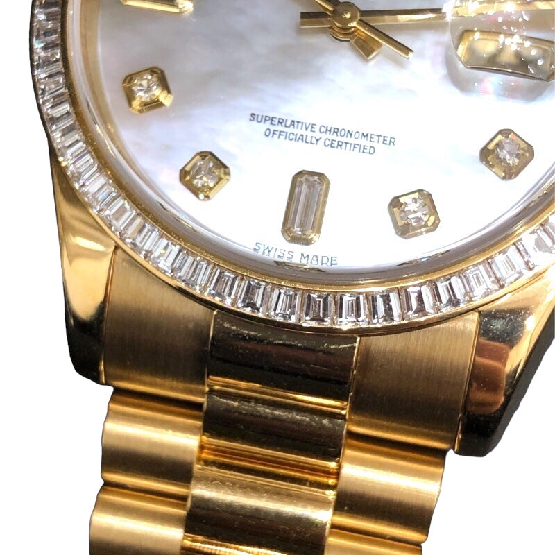 ロレックス ROLEX デイデイト ホワイトシェル 118398BR ゴールド K18イエローゴールド K18YG メンズ 腕時計