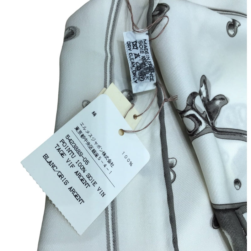 エルメス HERMES ポワントゥ ホワイト シルク レディース スカーフ
