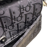 クリスチャン・ディオール Christian Dior オブリークサドルバッグ ブラック キャンバス レザー レディース ボディバッグ