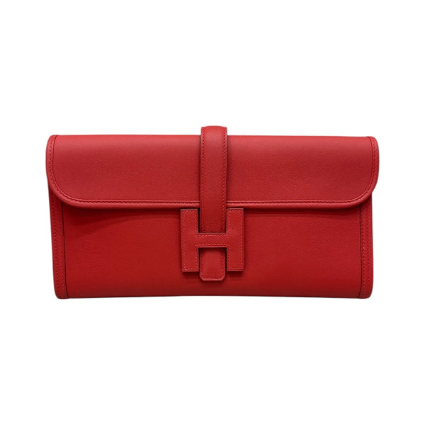 エルメス HERMES ジジェラン29 ルージュトマト スイフト ユニセックス クラッチバッグ