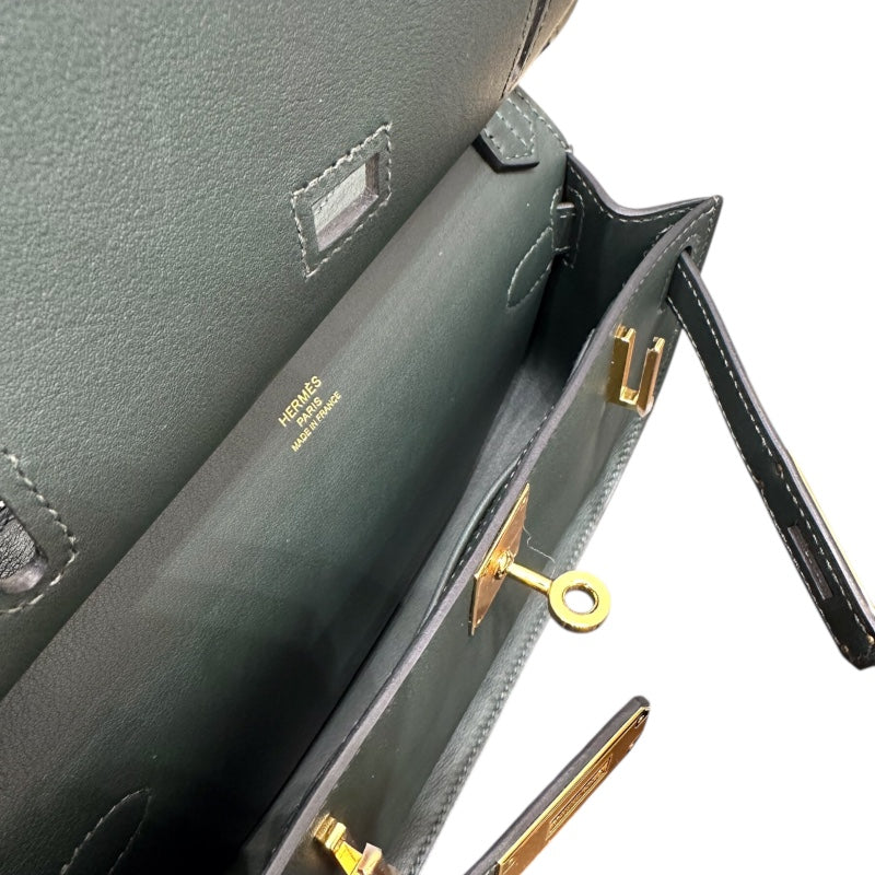 エルメス HERMES ジプシエールミニ ヴェールフォンセ　GD色金具 スイフト ユニセックス ショルダーバッグ