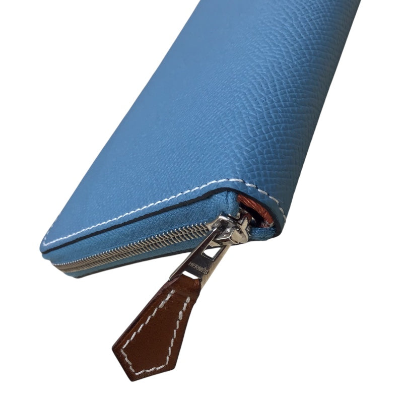 エルメス HERMES アザップロング　シルクイン ブルージーン　SV色金具 エプソン ユニセックス 長財布