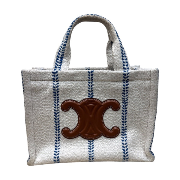 セリーヌ CELINE スモールカバ　タイス 199162 ホワイト ストライプテキスタイル レディース ハンドバッグ