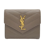 サンローラン SAINT LAURENT カサンドラマトラッセマルチフォールド ウォレット 692061 ベージュ系 GD金具 カーフ レディース 三つ折り財布
