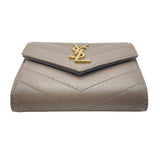 サンローラン SAINT LAURENT カサンドラマトラッセマルチフォールド ウォレット 692061 ベージュ系 GD金具 カーフ レディース 三つ折り財布