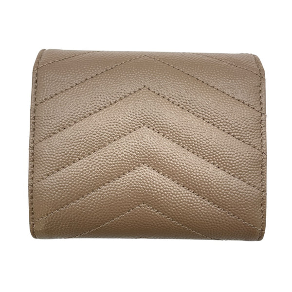 サンローラン SAINT LAURENT カサンドラマトラッセマルチフォールド ウォレット 692061 ベージュ系 GD金具 カーフ レディース 三つ折り財布