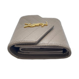 サンローラン SAINT LAURENT カサンドラマトラッセマルチフォールド ウォレット 692061 ベージュ系 GD金具 カーフ レディース 三つ折り財布