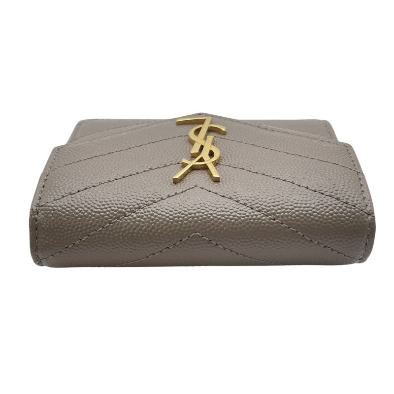 サンローラン SAINT LAURENT カサンドラマトラッセマルチフォールド ウォレット 692061 ベージュ系 GD金具 カーフ レディース 三つ折り財布