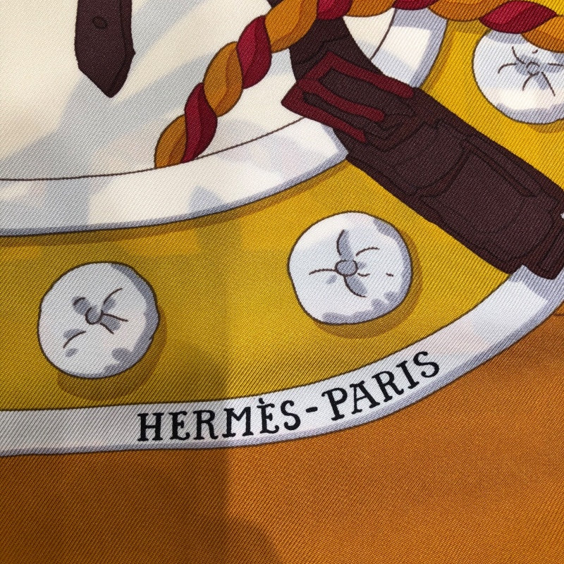 エルメス HERMES カレ90 RONDS DE MARCHE ブラウン シルク レディース スカーフ