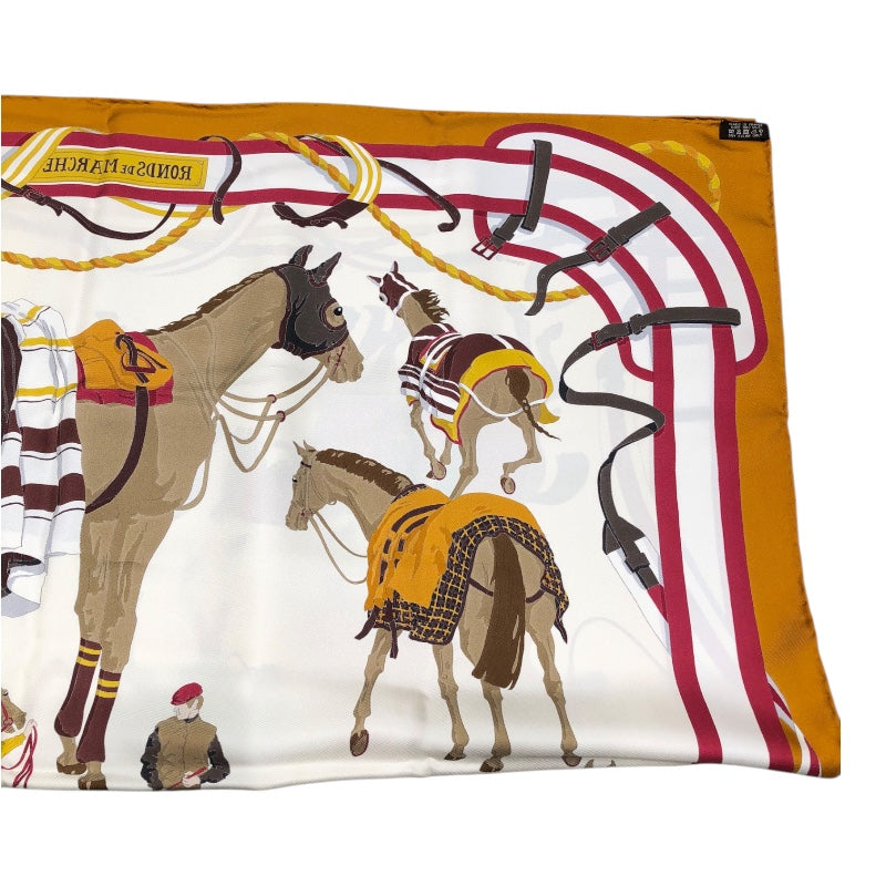エルメス HERMES カレ90 RONDS DE MARCHE ブラウン シルク レディース スカーフ