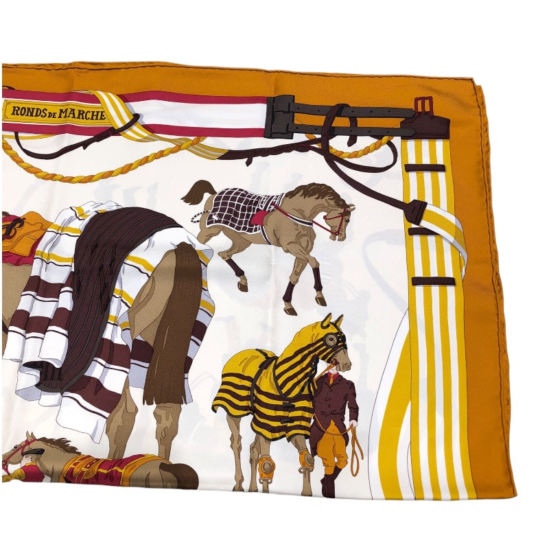 エルメス HERMES カレ90 RONDS DE MARCHE ブラウン シルク レディース スカーフ
