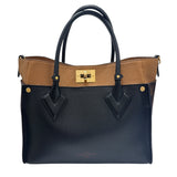 ルイ・ヴィトン LOUIS VUITTON オンマイサイドMM M53823 ブラウン　ブラック カーフレザー　PVC レディース ハンドバッグ