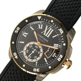 カルティエ Cartier カリブル ドゥ カルティエ ダイバー W7100055 ブラック ピンクゴールド ステンレススチール メンズ 腕時計