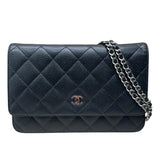 シャネル CHANEL マトラッセチェーンウォレット A33814 21番台 ブラック キャビア レディース ショルダーバッグ