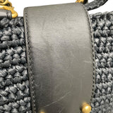 シャネル CHANEL ラフィアチェーンショルダー 10番台 ネイビー ゴールド金具 ラフィア レザー レディース ショルダーバッグ