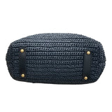 シャネル CHANEL ラフィアチェーンショルダー 10番台 ネイビー ゴールド金具 ラフィア レザー レディース ショルダーバッグ