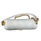 シャネル CHANEL ボーイシャネル25　Vステッチ A67086 27番台 ホワイト カーフスキン レディース ショルダーバッグ