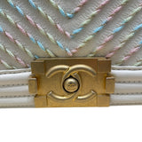 シャネル CHANEL ボーイシャネル25　Vステッチ A67086 27番台 ホワイト カーフスキン レディース ショルダーバッグ