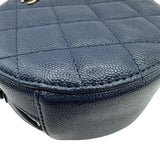 シャネル CHANEL マトラッセラウンドチェーンショルダー AP0245 28番台 ネイビー キャビアスキン レディース ショルダーバッグ