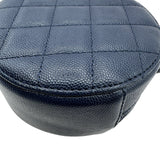 シャネル CHANEL マトラッセラウンドチェーンショルダー AP0245 28番台 ネイビー キャビアスキン レディース ショルダーバッグ