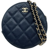 シャネル CHANEL マトラッセラウンドチェーンショルダー AP0245 28番台 ネイビー キャビアスキン レディース ショルダーバッグ