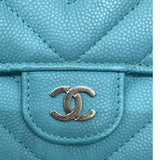 シャネル CHANEL マトラッセクラシックロングフラップウォレット AP0241 27番台 エメラルドグリーン ゴールド金具 キャビアスキン レディース 長財布