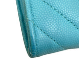 シャネル CHANEL マトラッセクラシックロングフラップウォレット AP0241 27番台 エメラルドグリーン ゴールド金具 キャビアスキン レディース 長財布