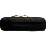 シャネル CHANEL ターンロックガマ口チェーンショルダー 4番台 ブラック ゴールド金具 ラム レディース ショルダーバッグ