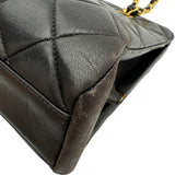 シャネル CHANEL ターンロックガマ口チェーンショルダー 4番台 ブラック ゴールド金具 ラム レディース ショルダーバッグ