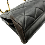 シャネル CHANEL ターンロックガマ口チェーンショルダー 4番台 ブラック ゴールド金具 ラム レディース ショルダーバッグ