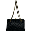 シャネル CHANEL ターンロックガマ口チェーンショルダー 4番台 ブラック ゴールド金具 ラム レディース ショルダーバッグ