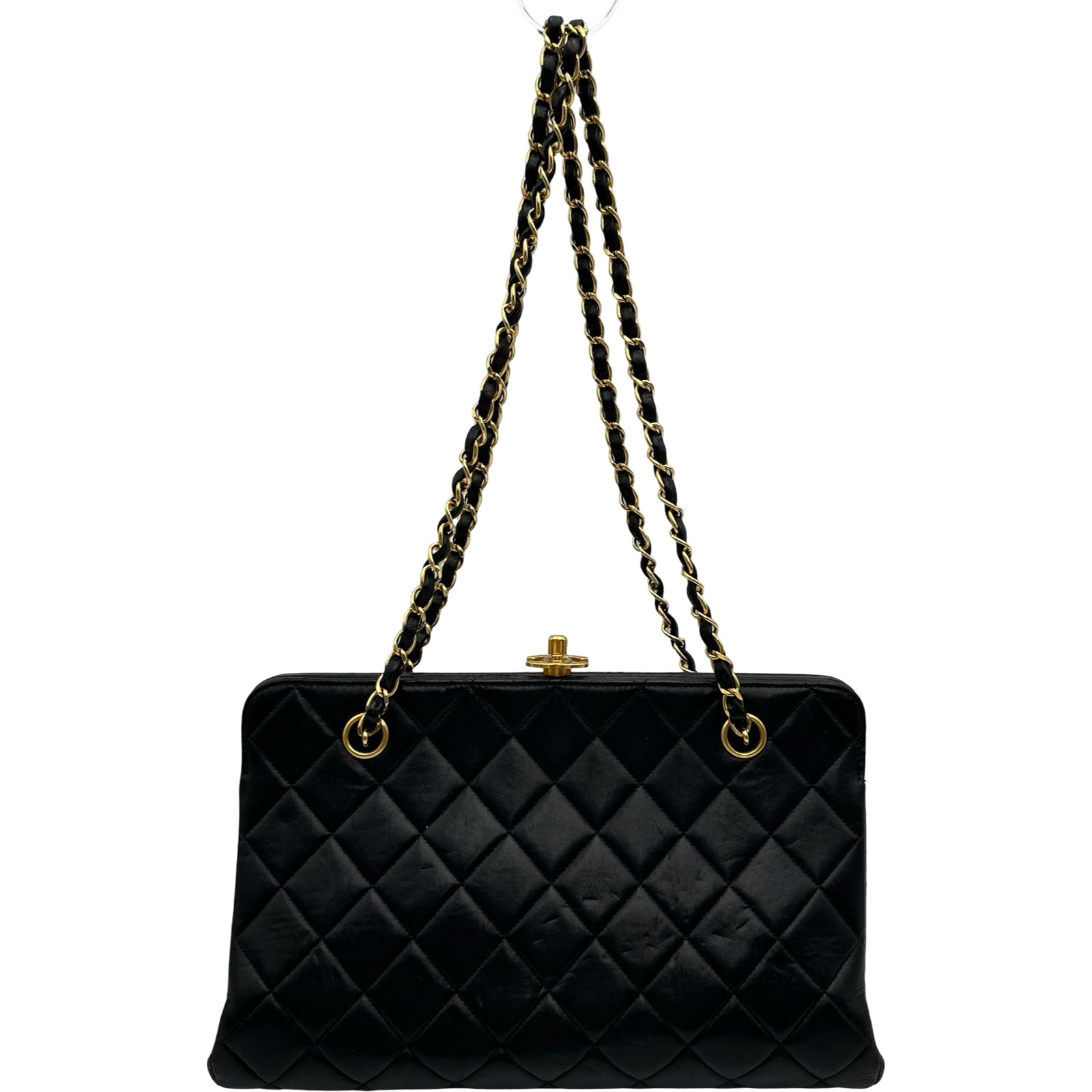 シャネル CHANEL ターンロックガマ口チェーンショルダー 4番台