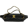 シャネル CHANEL ターンロックガマ口チェーンショルダー 4番台 ブラック ゴールド金具 ラム レディース ショルダーバッグ