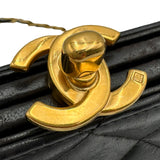 シャネル CHANEL ターンロックガマ口チェーンショルダー 4番台 ブラック ゴールド金具 ラム レディース ショルダーバッグ