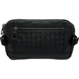 ボッテガ・ヴェネタ BOTTEGA VENETA イントレチャートウエストバッグ 368899 ブラック ブラック金具 レザー メンズ ウエストバッグ