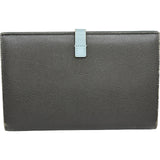 セリーヌ CELINE ストラップラージ長財布 グレー/ライトブルー シルバー金具 レザー レディース 二つ折り財布