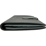 セリーヌ CELINE ストラップラージ長財布 グレー/ライトブルー シルバー金具 レザー レディース 二つ折り財布