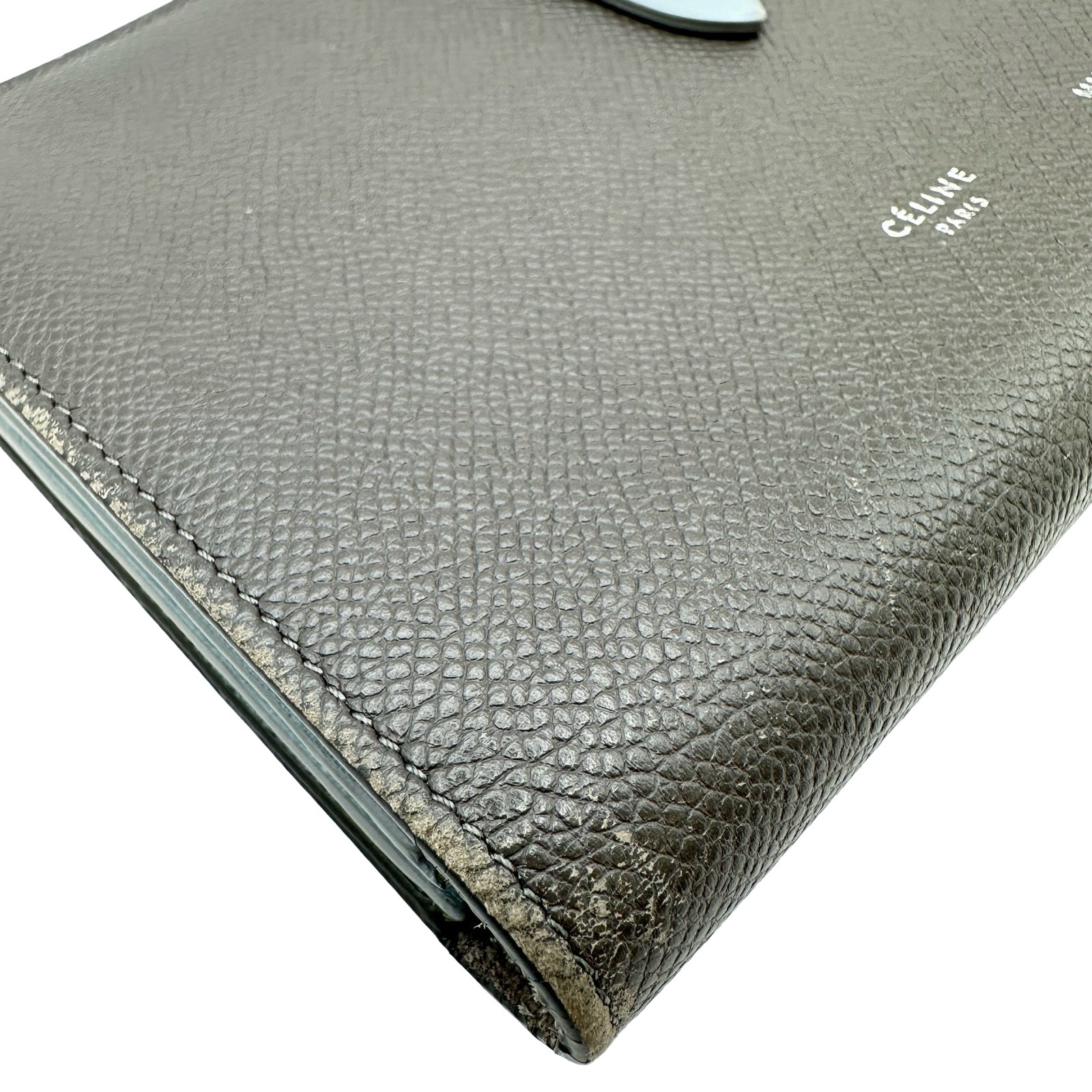 セリーヌ CELINE ストラップラージ長財布 グレー/ライトブルー